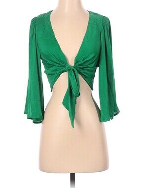 Lulu's Emerald Green Tie-Front Crop Top